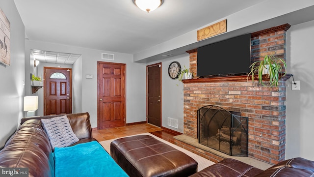 141 N Woodbine Ave, Langhorne, PA 19047 - tiled living area featuring a fireplace and baseboards