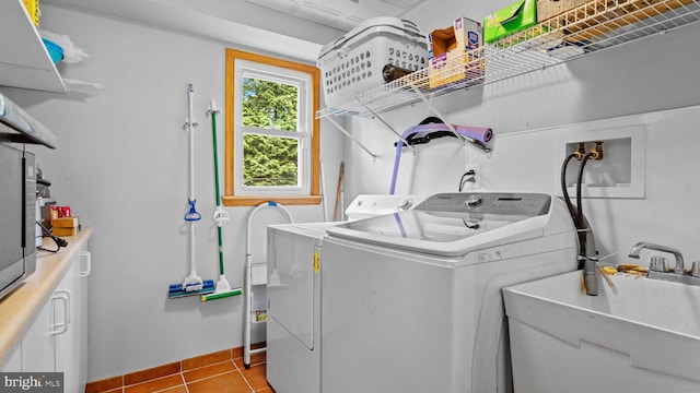 141 N Woodbine Ave, Langhorne, PA 19047 - washroom featuring separate washer and dryer and tile patterned floors