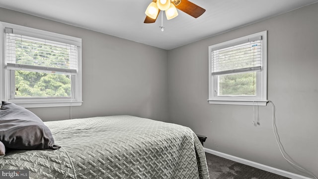 141 N Woodbine Ave, Langhorne, PA 19047 - bedroom with carpet flooring, baseboards, and ceiling fan