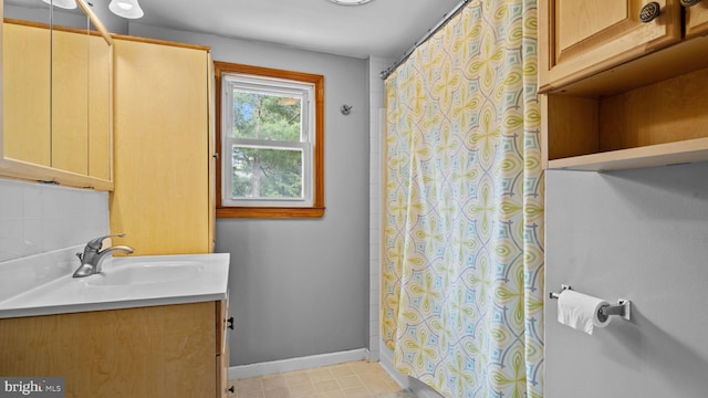 141 N Woodbine Ave, Langhorne, PA 19047 - bathroom featuring vanity, a shower with curtain, and baseboards
