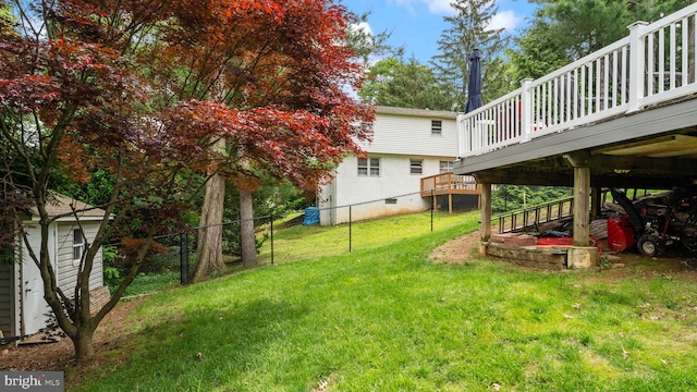 141 N Woodbine Ave, Langhorne, PA 19047 - view of yard with a wooden deck and stairway