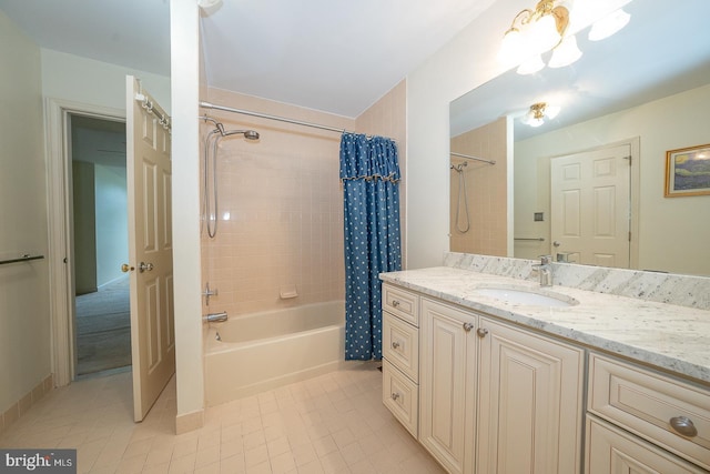 27 Manchester Ct Unit 27, Berwyn, PA 19312 - bathroom with tile patterned floors, shower / bathtub combination with curtain, and vanity