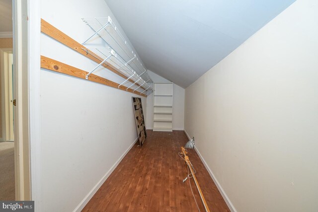 27 Manchester Ct Unit 27, Berwyn, PA 19312 - walk in closet featuring wood-type flooring and lofted ceiling