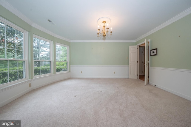 27 Manchester Ct Unit 27, Berwyn, PA 19312 - carpeted empty room featuring a chandelier, ornamental molding, and baseboards