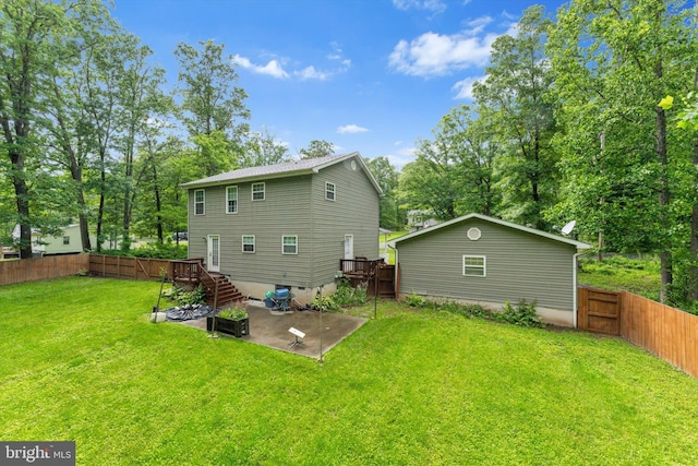 308 Fawn Dr, Winchester, VA 22602 - back of property with a patio area, stairs, and a deck
