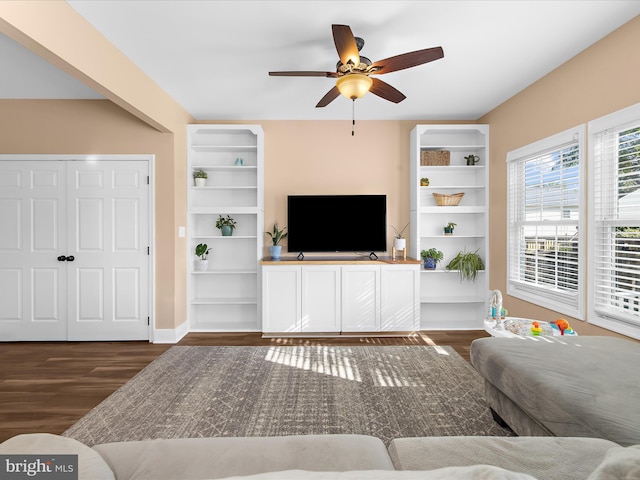 7827 Catherine Ave, Pasadena, MD 21122 - living room with wood finished floors and a ceiling fan
