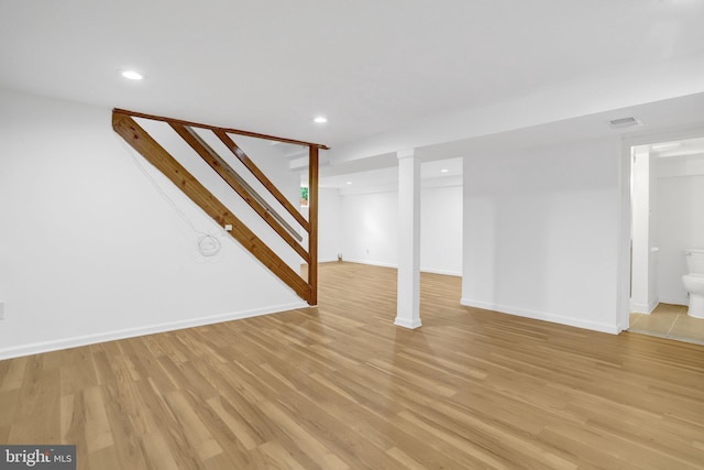 1501 Stirling Ct, Fort Washington, MD 20744 - finished below grade area featuring recessed lighting, light wood-style floors, baseboards, and stairway