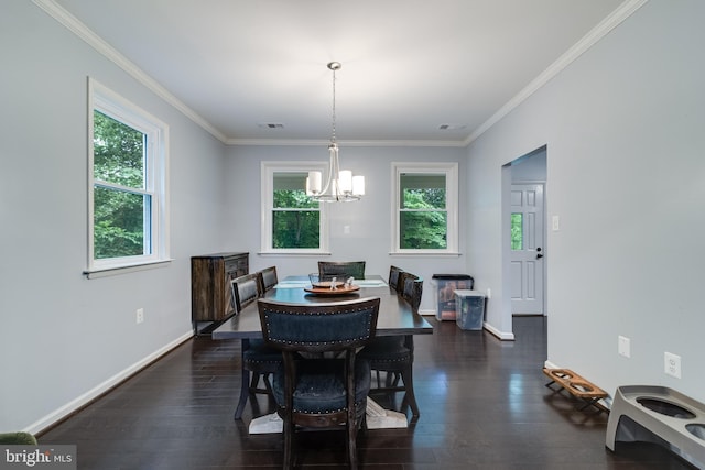 10560 S Faulkner Rd, Faulkner, MD 20632 - dining room featuring healthy amount of natural light, dark wood-style floors, crown molding, and baseboards