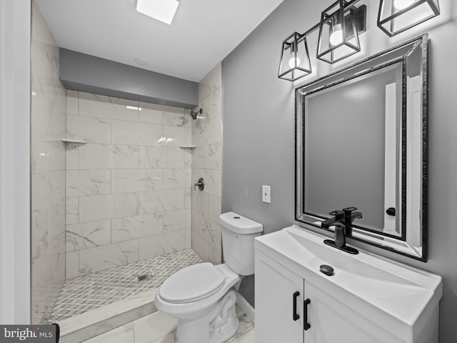519 23rd Pl NE, Washington, DC 20002 - bathroom with marble finish flooring, toilet, vanity, and a stall shower
