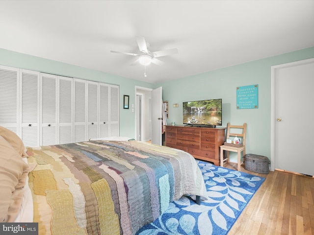 5264 Open Window, Columbia, MD 21044 - bedroom featuring wood-type flooring, a closet, and ceiling fan