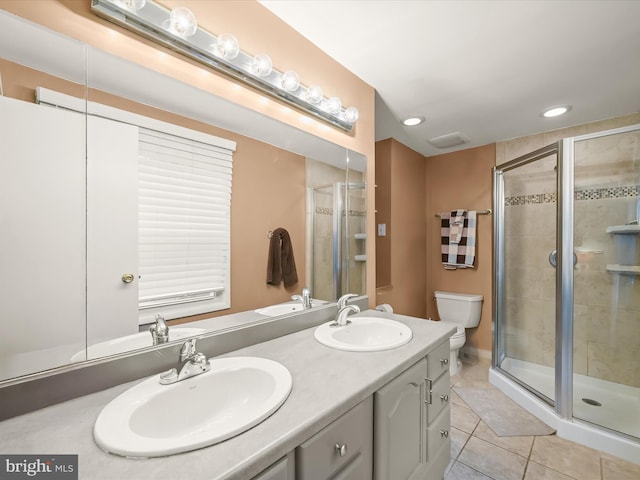 5264 Open Window, Columbia, MD 21044 - full bath with tile patterned flooring, a stall shower, double vanity, and recessed lighting