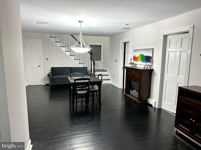 19 Center St, Barnegat, NJ 08005 - dining room featuring stairway, baseboards, and dark wood finished floors