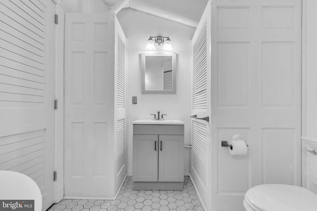 19 Center St, Barnegat, NJ 08005 - bathroom with a closet, toilet, vanity, and tile patterned floors