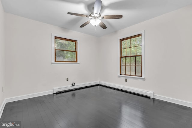 19 Center St, Barnegat, NJ 08005 - unfurnished room featuring ceiling fan, baseboards, and dark wood-type flooring
