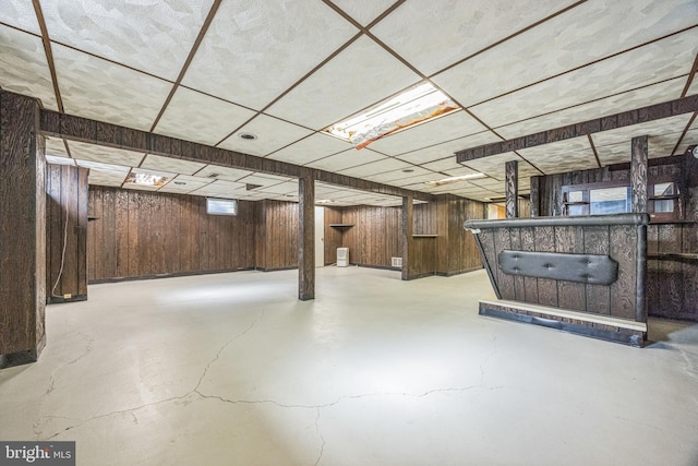 835 Wayside Ln, Haddonfield, NJ 08033 - finished basement with wood walls and a drop ceiling