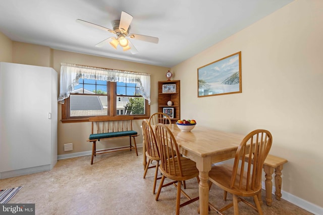 215 W 23rd St, Ship Bottom, NJ 08008 - dining space featuring a ceiling fan and baseboards