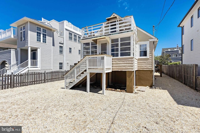 215 W 23rd St, Ship Bottom, NJ 08008 - rear view of house with stairway and a deck