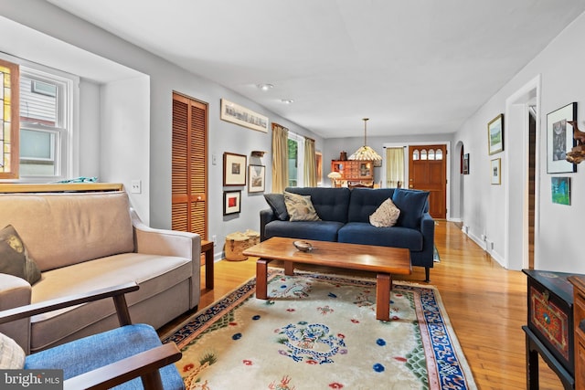 1011 Woodcliffe Ave, Media, PA 19063 - living area with wood finished floors, baseboards, and recessed lighting