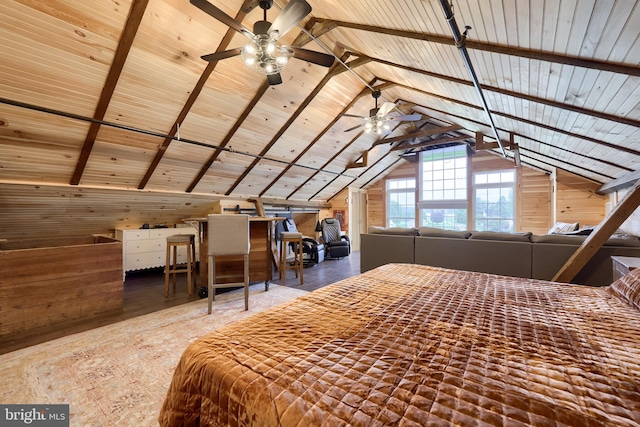 1700 N Texter Mountain Rd, Reinholds, PA 17569 - bedroom featuring vaulted ceiling, wooden walls, and wood ceiling