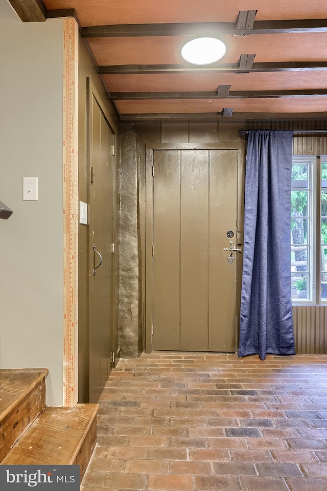 1700 N Texter Mountain Rd, Reinholds, PA 17569 - interior space featuring brick flooring