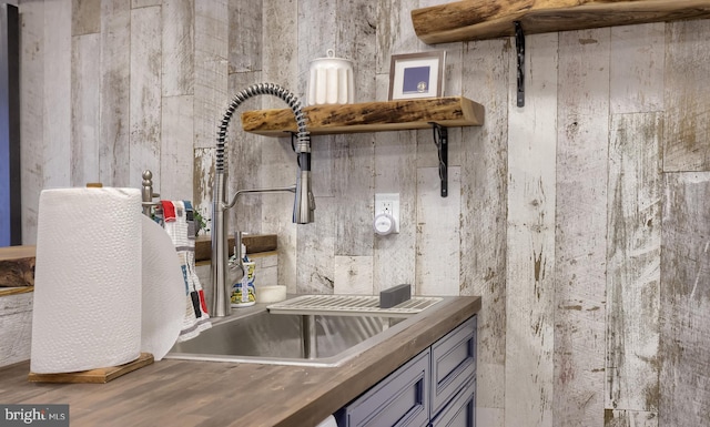 1700 N Texter Mountain Rd, Reinholds, PA 17569 - kitchen featuring a sink, wood counters, and open shelves