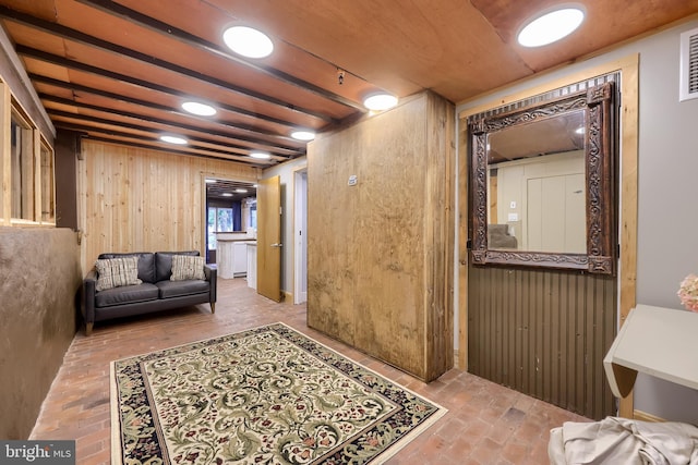 1700 N Texter Mountain Rd, Reinholds, PA 17569 - below grade area featuring brick floors and wood walls