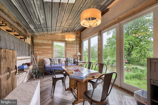 1700 N Texter Mountain Rd, Reinholds, PA 17569 - dining space with wood walls and lofted ceiling