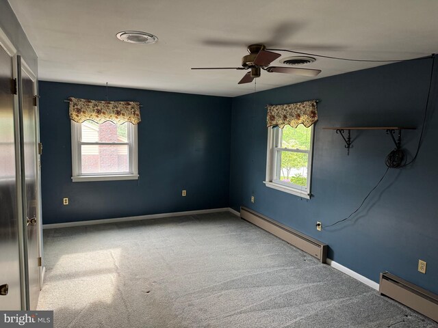 402 W Summit St, Mohnton, PA 19540 - carpeted spare room featuring a baseboard heating unit, healthy amount of natural light, and ceiling fan