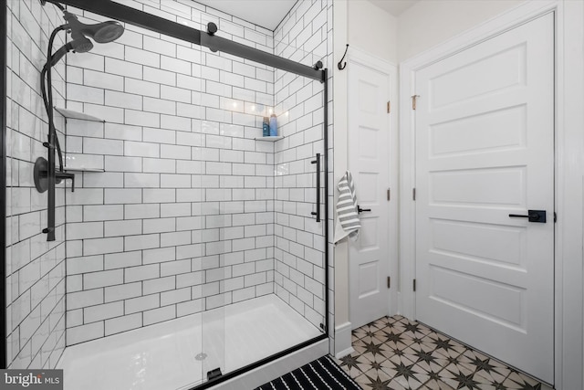 5 Raintree Rd, Chadds Ford, PA 19317 - bathroom featuring a shower stall and tile patterned flooring