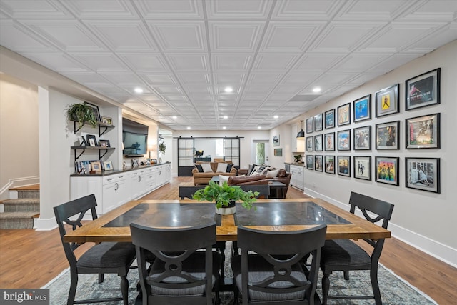 5 Raintree Rd, Chadds Ford, PA 19317 - dining room featuring recessed lighting, light wood-type flooring, baseboards, and stairway