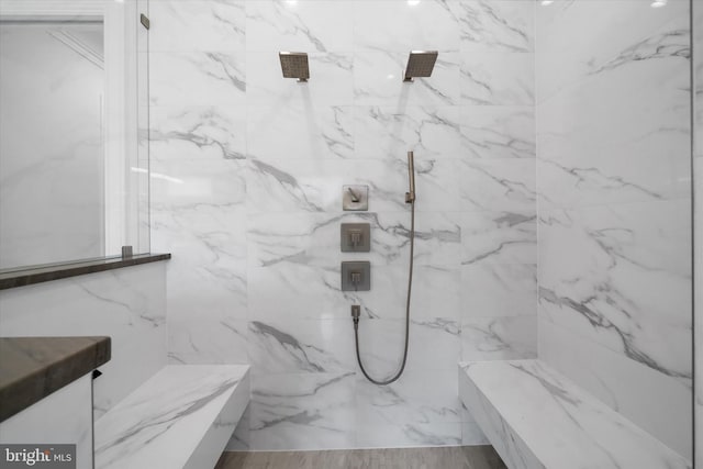 5 Raintree Rd, Chadds Ford, PA 19317 - bathroom featuring a marble finish shower and vanity