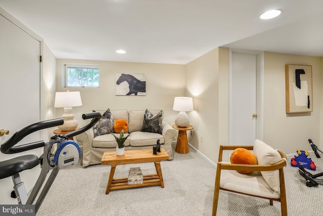 3707 Thornapple St, Chevy Chase, MD 20815 - living room with carpet floors, baseboards, and recessed lighting