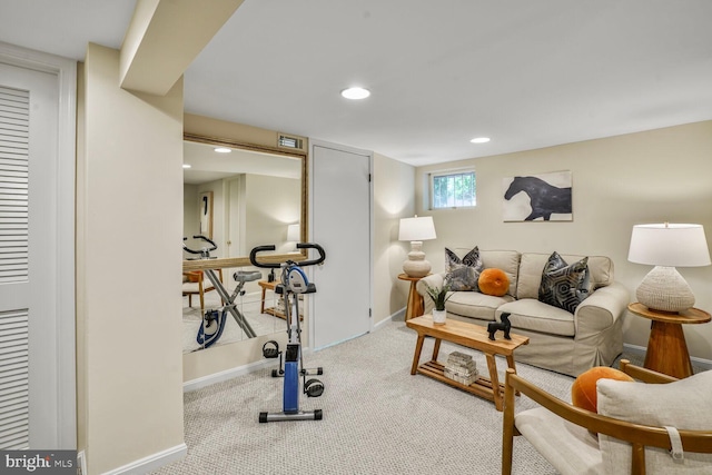 3707 Thornapple St, Chevy Chase, MD 20815 - living area with carpet flooring, baseboards, and recessed lighting