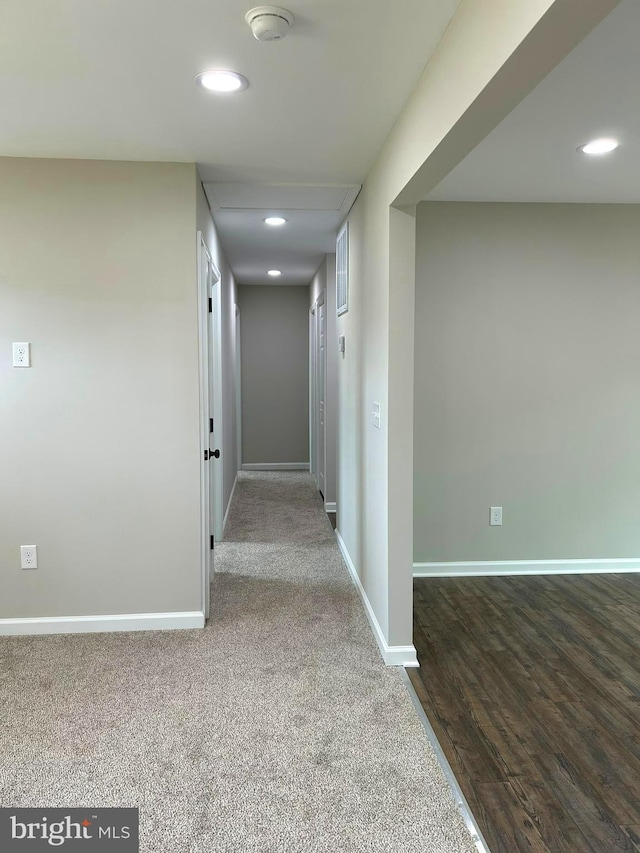 14400 Northumberland Hwy, Heathsville, VA 22473 - corridor featuring baseboards, recessed lighting, and dark wood-type flooring