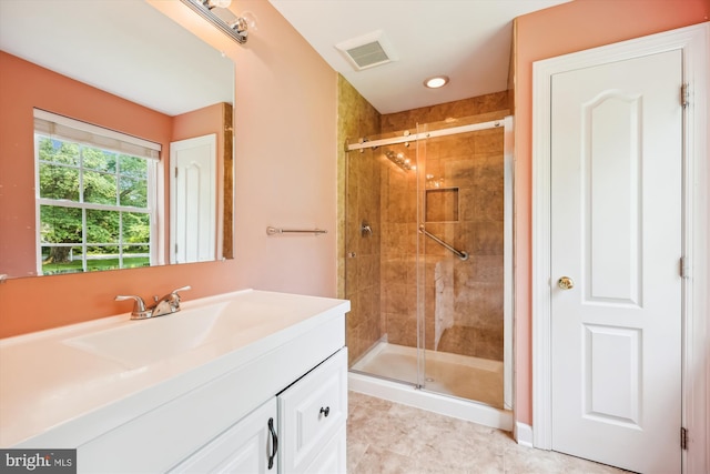 15613 Ancient Oak, North Potomac, MD 20878 - bathroom with a shower stall, vanity, and recessed lighting