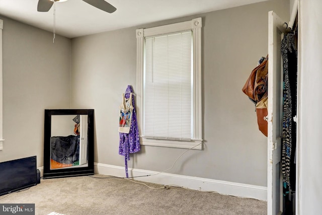 5109 Ivanhoe Ave, Baltimore, MD 21212 - miscellaneous room with carpet floors, a ceiling fan, and baseboards