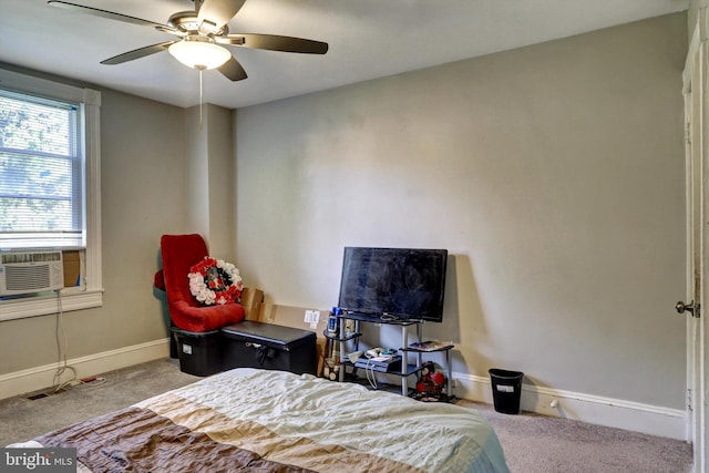 5109 Ivanhoe Ave, Baltimore, MD 21212 - carpeted bedroom with cooling unit, baseboards, and ceiling fan