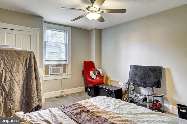 5109 Ivanhoe Ave, Baltimore, MD 21212 - bedroom featuring cooling unit, carpet floors, baseboards, and ceiling fan