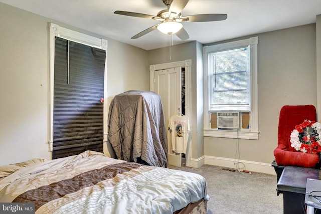 5109 Ivanhoe Ave, Baltimore, MD 21212 - bedroom with carpet flooring, cooling unit, baseboards, and a ceiling fan