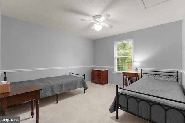 18 Huxley Cir, Abingdon, MD 21009 - bedroom featuring attic access, carpet floors, a textured ceiling, and ceiling fan