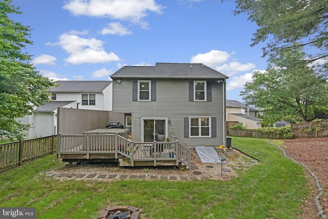 18 Huxley Cir, Abingdon, MD 21009 - rear view of house with a deck and central AC