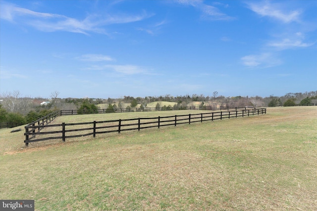 view of yard featuring a view of countryside