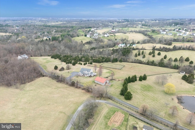 aerial overview of property's location featuring rural landscape