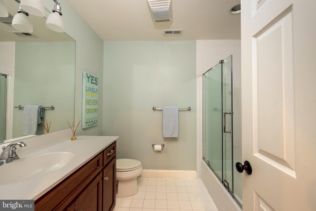 8 Fallbrook Ln, Glen Mills, PA 19342 - bathroom with vanity, tile patterned flooring, toilet, baseboards, and enclosed tub / shower combo