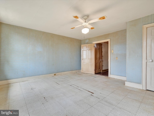 45 Front St, Lititz, PA 17543 - empty room featuring wallpapered walls, baseboards, and a ceiling fan