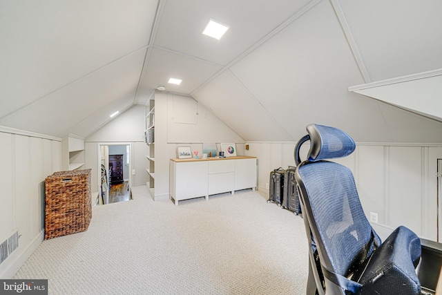 600 Saint Andrews Ln, Silver Spring, MD 20901 - office with lofted ceiling, carpet flooring, and a decorative wall