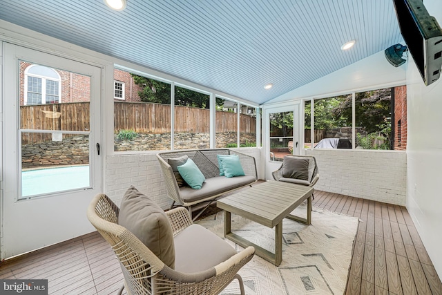 600 Saint Andrews Ln, Silver Spring, MD 20901 - sunroom / solarium featuring healthy amount of natural light, lofted ceiling, and an outdoor hangout area
