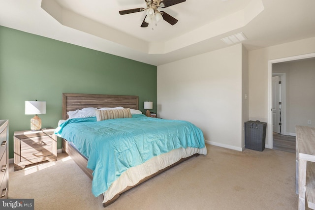 430 Mcwharton Way, Bunker Hill, WV 25413 - bedroom with carpet flooring, a raised ceiling, baseboards, and a ceiling fan
