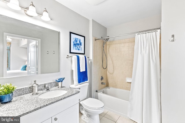 3600 S Glebe Rd Unit 605W, Arlington, VA 22202 - bathroom featuring tile patterned floors, vanity, shower / tub combo with curtain, and toilet