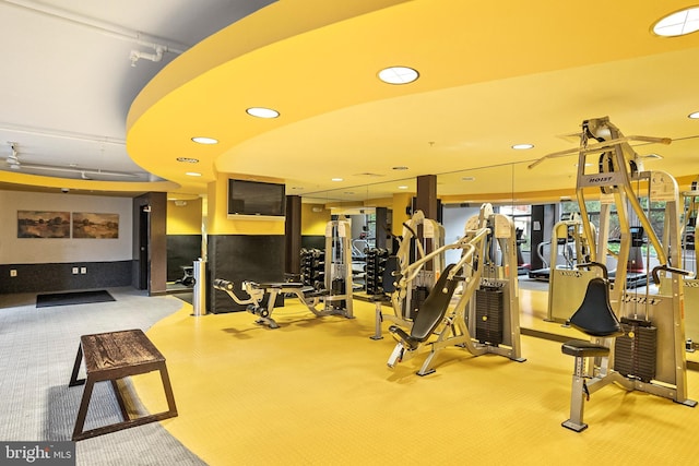 3600 S Glebe Rd Unit 605W, Arlington, VA 22202 - workout area featuring recessed lighting and carpet floors